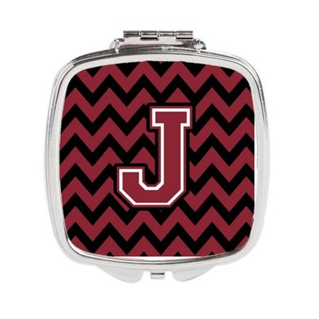 CAROLINES TREASURES Letter J Chevron Garnet and Black Compact Mirror CJ1052-JSCM